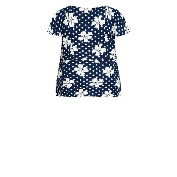 AVENUE Plus Size Kata Print Top - Blue with White - NWT - Picture 8 of 10